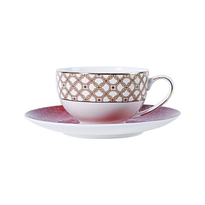Ensemble de tasses en porcelaine tendre, tasse à thé et soucoupe en porcelaine fine de couleur rouge