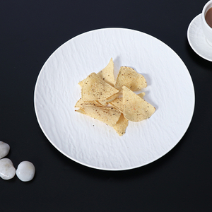 Assiette coupée en grès blanc pour restaurant, banquet, mariage