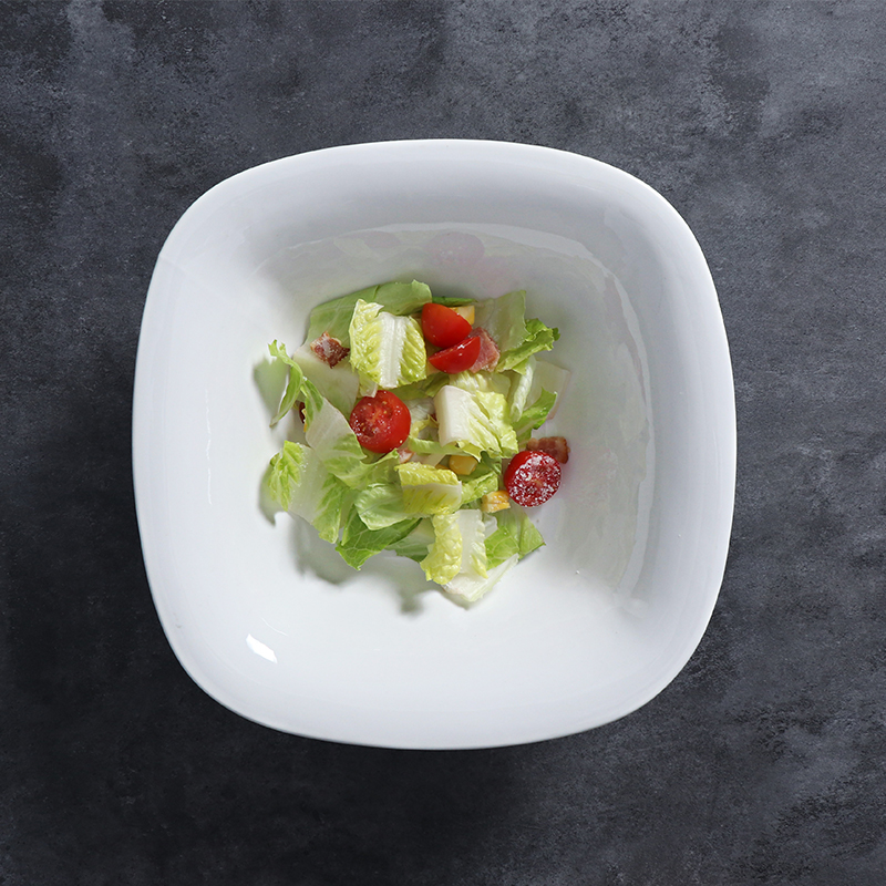 Assiettes de restaurant blanches, assiettes en céramique en porcelaine pour café d'hôtel