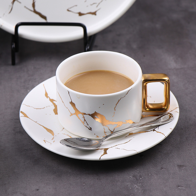 Tasse à café en marbre tasse à cappuccino en porcelaine blanche pour café