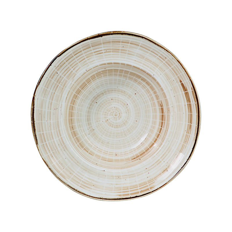 Assiette creuse à large bord crème beige rustique