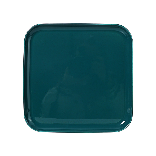 Assiette carrée verte en porcelaine de 10 pouces