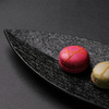 Assiette en forme de feuille en céramique, assiette à gâteau noire et blanche mate, assiette à sushi