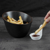 Bol incliné en céramique, assiette à collation en porcelaine noire, plats à frites, bols