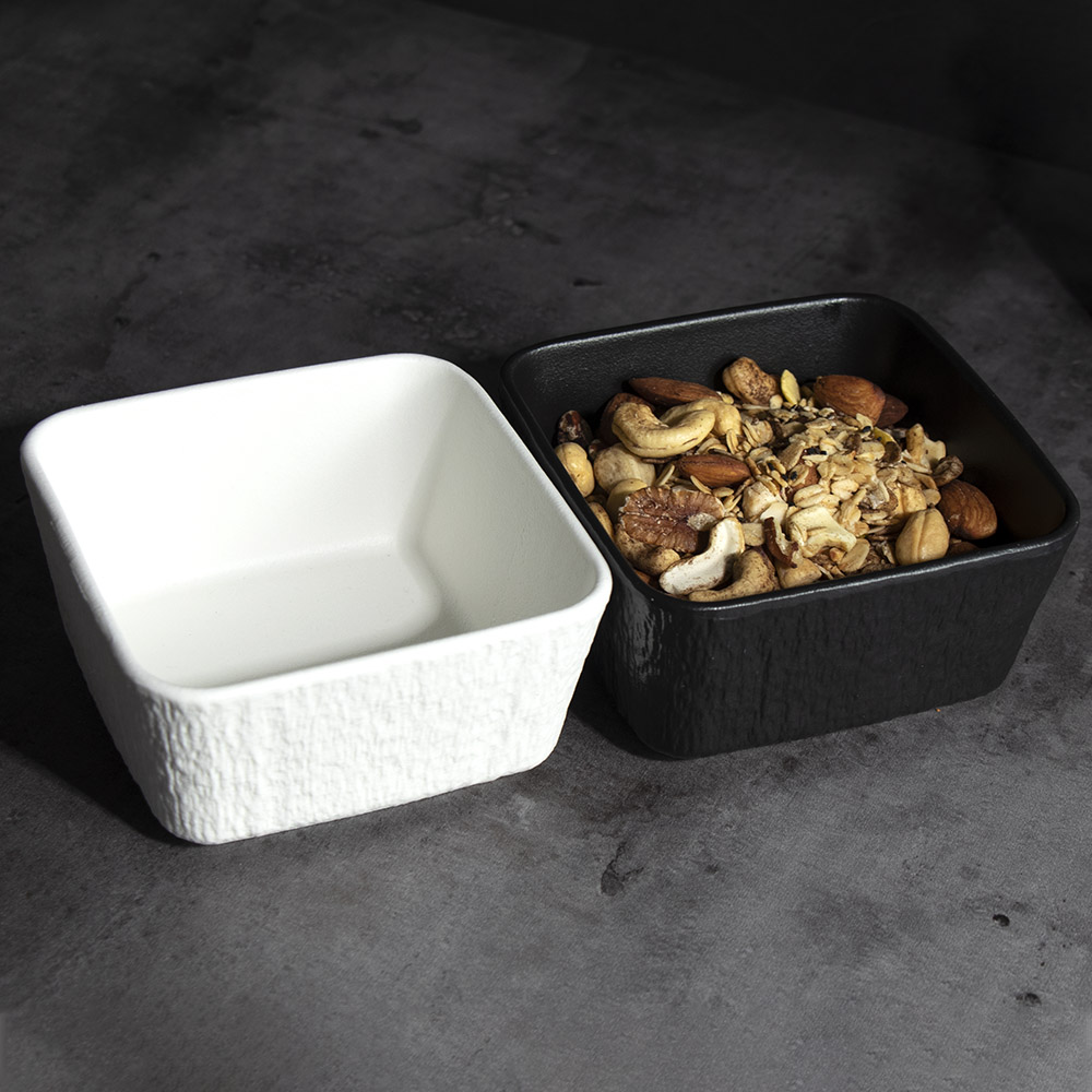 Bols empilables noirs et blancs Bols droits carrés - Porcelaine