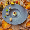 Assiette creuse en grès pour étoiles hôtel restaurant Michelin