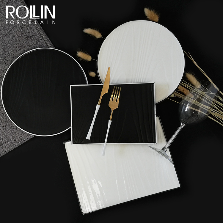 Vaisselle de restaurant | Vaisselle des chefs | Assiette à dîner noir et blanc