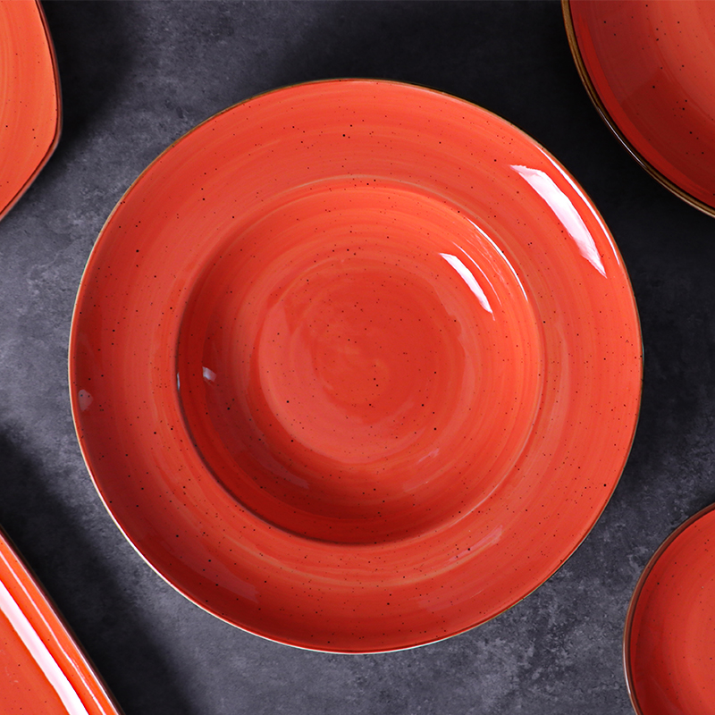 Bol ovale rouge en porcelaine, taille 9/10 pouces