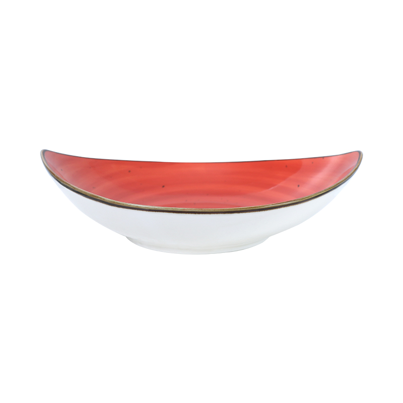 Bol ovale rouge en porcelaine, taille 9/10 pouces