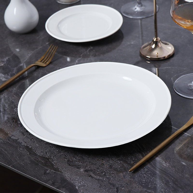 Fournisseur d'hôtel assiette à soupe Chaozhou usine de céramique assiettes en céramique blanche ronde assiette à soupe en porcelaine blanche pour Restaurant