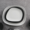 Vaisselle en porcelaine Eestaurant Terr tourbillon marques gris mat blanc assiette carrée irrégulière 