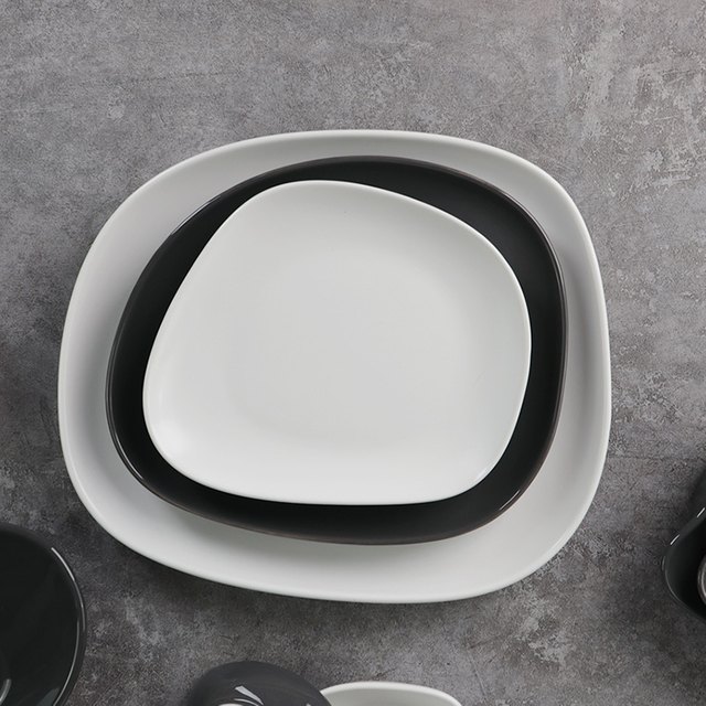 Platos en céramique carrés irréguliers, décoration préférée du Chef, étoiles, plats de Restaurant d'hôtel, assiette en porcelaine