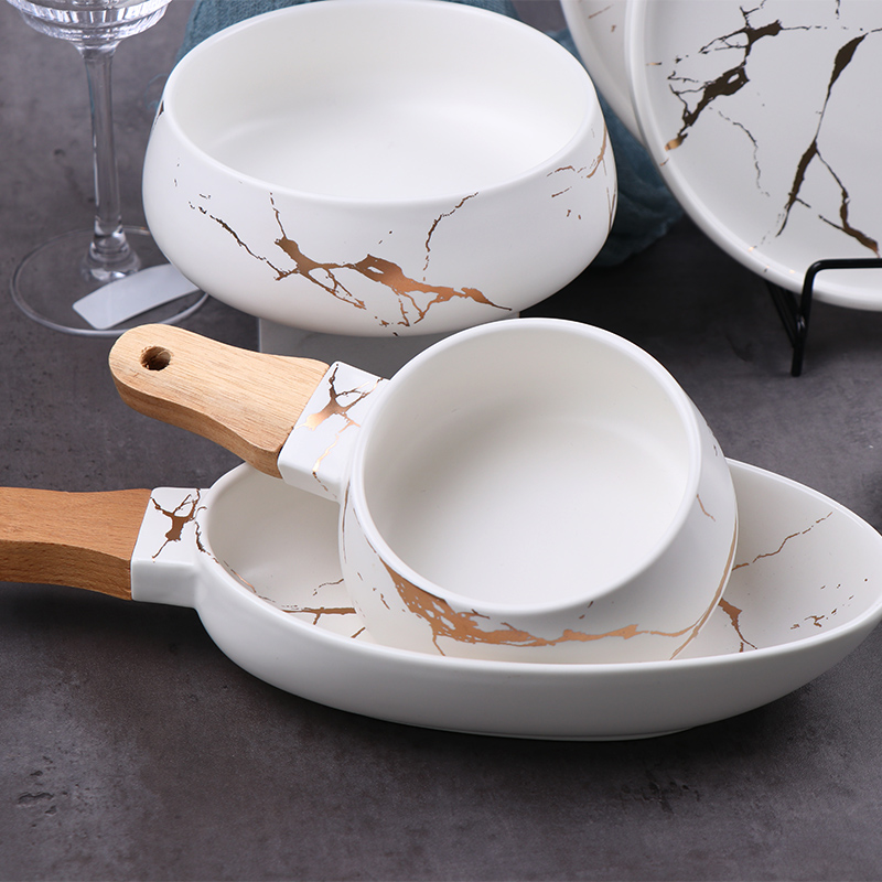 Ensembles de dîner en marbre et porcelaine, nouveau Style, service de vaisselle, bol à soupe à l'oignon pour Restaurant ou famille