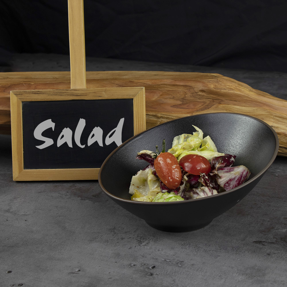 Bols en grès Plats à salade irréguliers noirs pour restaurant