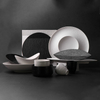Service de vaisselle en grès noir mat, collection d'assiettes en céramique mate de marque