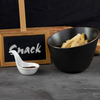 Bol incliné en céramique, assiette à collation en porcelaine noire, plats à frites, bols