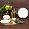 Ensemble d'assiettes en porcelaine blanche et noire, bord doré, vaisselle pour vente en gros