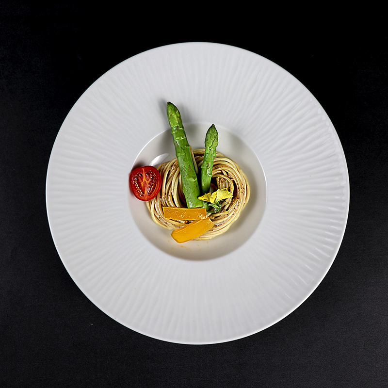 Assiette à pâtes en porcelaine blanche de 11,25 pouces, assiette creuse, vaisselle de restaurant