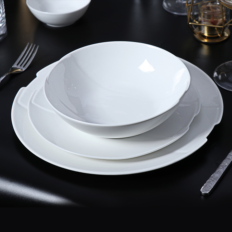 Bol à pâtes pour restaurant, bols à pâtes ronds en porcelaine blanche pour le commerce de gros