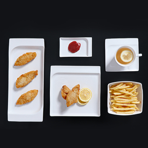 Service de dîner Buffet à Air, assiettes fines légères en porcelaine blanche, service de vaisselle de restauration de vol