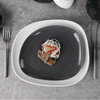 Vaisselle en porcelaine Eestaurant Terr tourbillon marques gris mat blanc assiette carrée irrégulière 