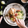 Vaisselle moderne en marbre populaire britannique, assiettes en céramique grises pour Restaurant