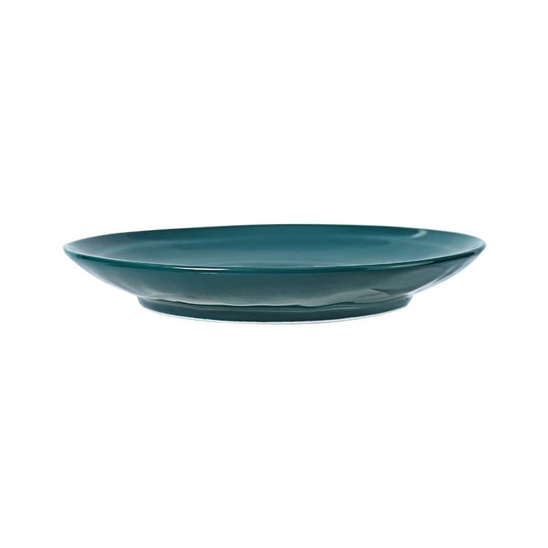 Assiette ronde verte en porcelaine de 12 pouces
