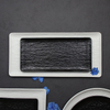 Assiette rectangulaire en céramique noire, assiette en porcelaine mate - 13 pouces