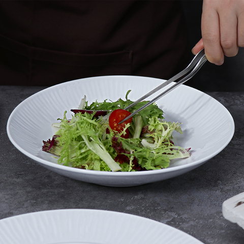 Bol à nouilles et salade de 35oz, bols en grès blanc, vaisselle en porcelaine de 1L, assiette alimentaire écologique, plats de Restaurant