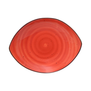 Bol ovale rouge en porcelaine, taille 9/10 pouces