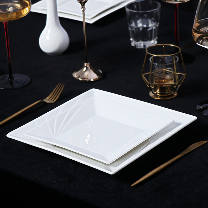 Bol carré en porcelaine blanche, bols en céramique de forme irrégulière