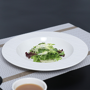 Assiette de service en céramique blanche, assiette à pâtes, assiette en grès profond pour Restaurants