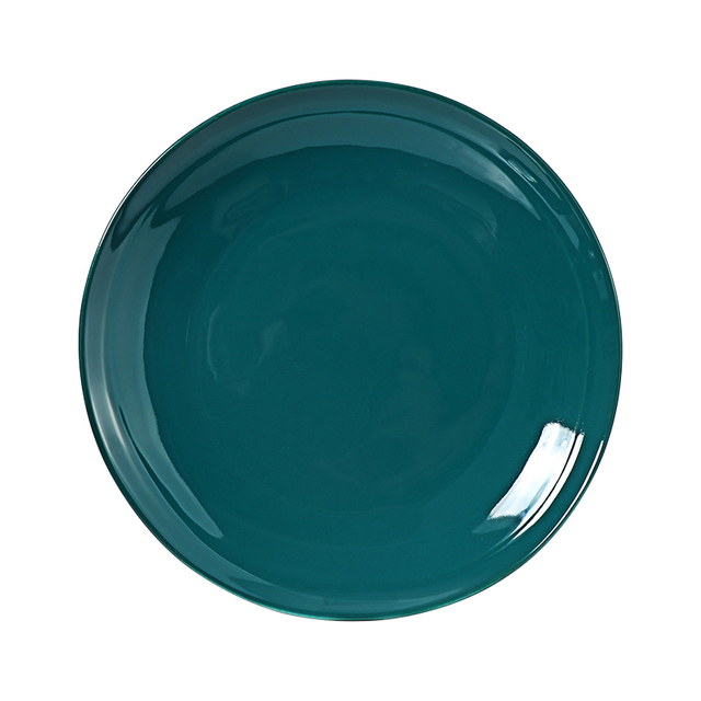 Assiette ronde en céramique personnalisée avec couleurs vertes, taille et emballages