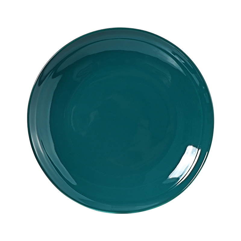 Assiette ronde verte en porcelaine de 12 pouces