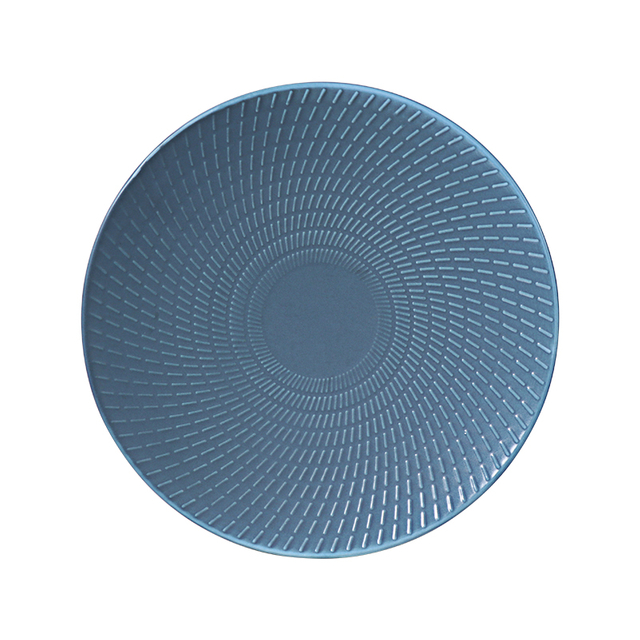 Assiette à dîner en céramique bleu mat, assiette coupée en porcelaine bleu Royal pour Restaurants