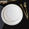 Assiette à dîner en céramique avec peinture dorée, vaisselle d'hôtel, vaisselle en porcelaine, décalcomanie dorée