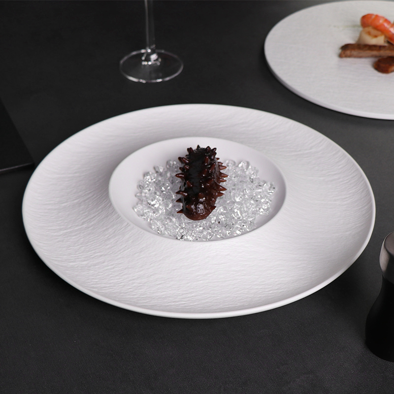 Assiette creuse en céramique blanche mate, assiette à pâtes pour restaurants, assiette à glace en porcelaine pour fruits de mer 