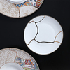 Assiettes à dîner à bord doré, ensemble d'assiettes en porcelaine tendre pour salle de bal somptueuse