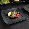 Assiette carrée noire en porcelaine, vaisselle de restaurant