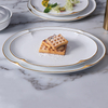 Assiette ronde irrégulière, assiettes à bord doré, ustensiles de cuisine en céramique