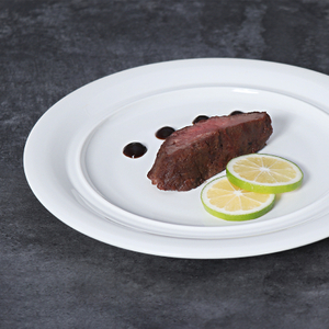 Assiette à Steak en porcelaine blanche de 12 pouces, assiette principale en céramique pour Restaurants, hôtels, cafés