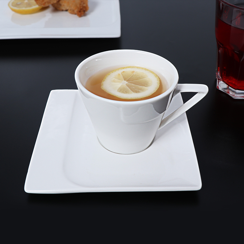 Ensemble de tasses à café en porcelaine blanche, soucoupe à café en céramique de 5 oz
