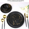Assiette de vaisselle en vrac bon marché en marbre noir doré de forme ronde de vaisselle de chine, assiettes à dîner pour Restaurant, assiette à dîner de 10 pouces