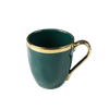 Tasse verte en céramique de cadeau de Noël avec la jante d'or