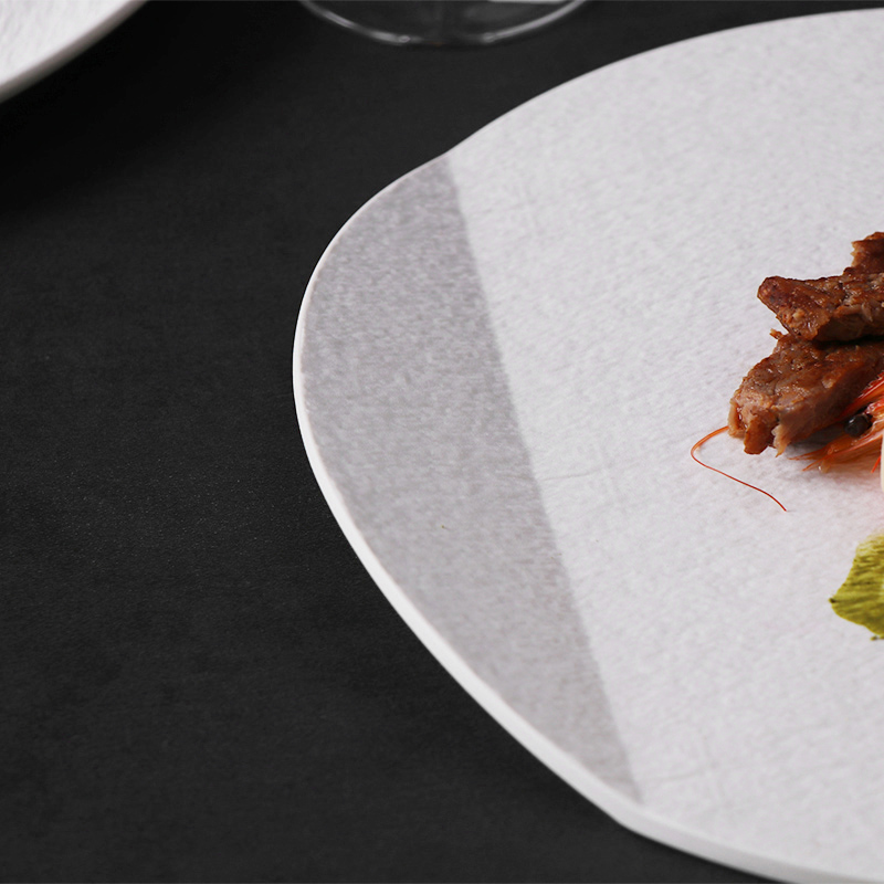 Assiette en céramique de forme ronde irrégulière de plat de Matt de porcelaine pour le restaurant