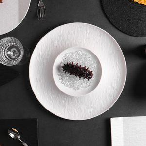 Assiette creuse en céramique blanche mate, assiette à pâtes pour restaurants, assiette à glace en porcelaine pour fruits de mer 