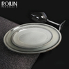 Vaisselle ovale de porcelaine de plat de glaçure réactive, plats en céramique de restaurants 14 pouces