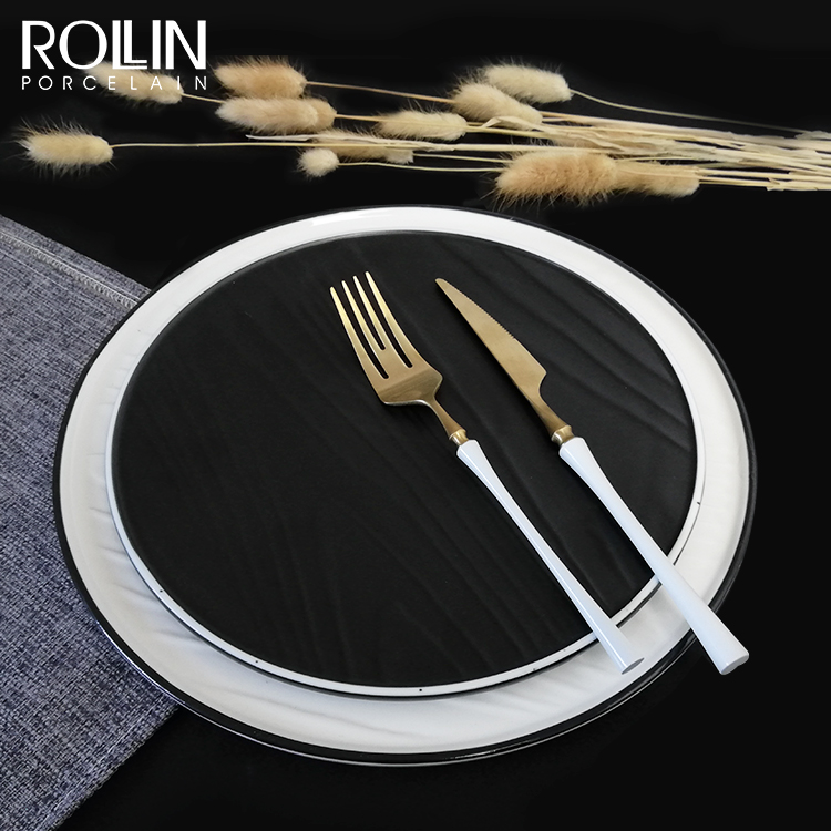 Vaisselle de restaurant | Vaisselle des chefs | Assiette à dîner noir et blanc