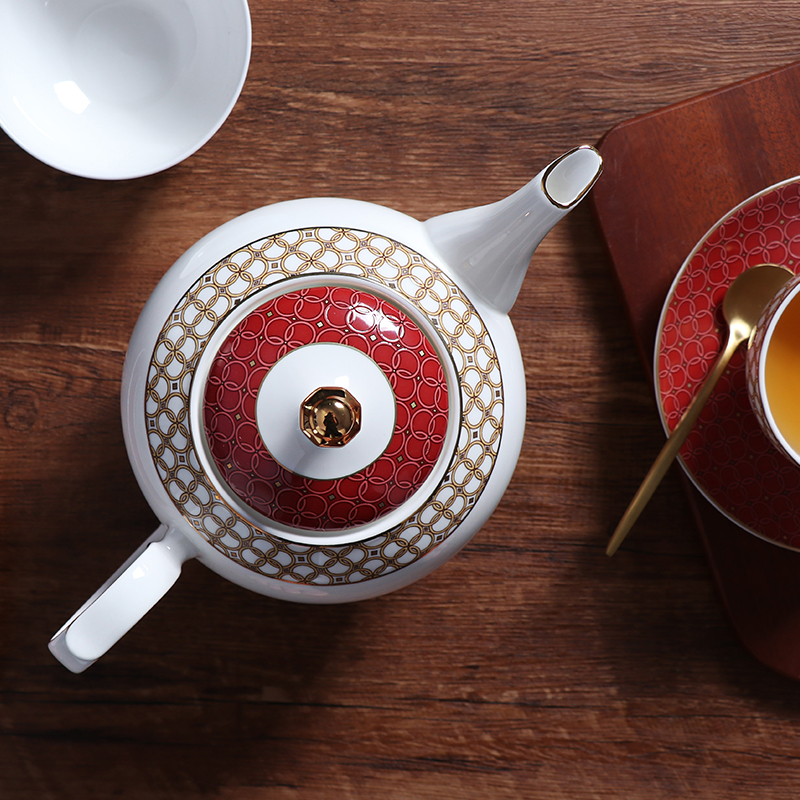 Ensemble de tasses en porcelaine tendre, tasse à thé et soucoupe en porcelaine fine de couleur rouge