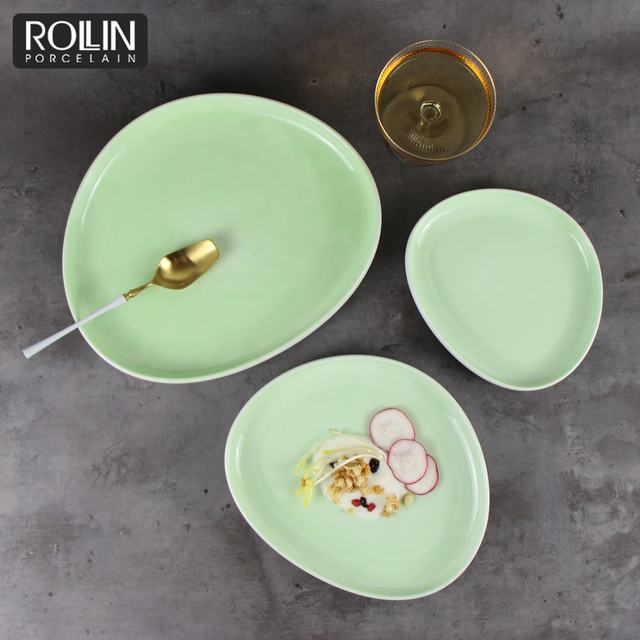 Service de table en porcelaine jaune vert moyen-orient